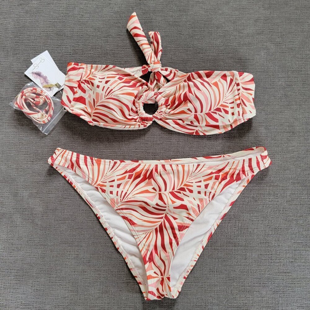 NWT Jessica Simpson Women Bandeau Bikini & Bikini Bottom 2-Piece Swimsuit Size M